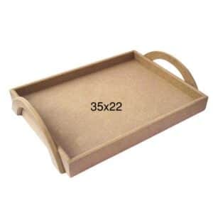 D Saplı Dikdörtgen Ahşap Tepsi: Dekoratif Ev ve Mutfak Dekoru