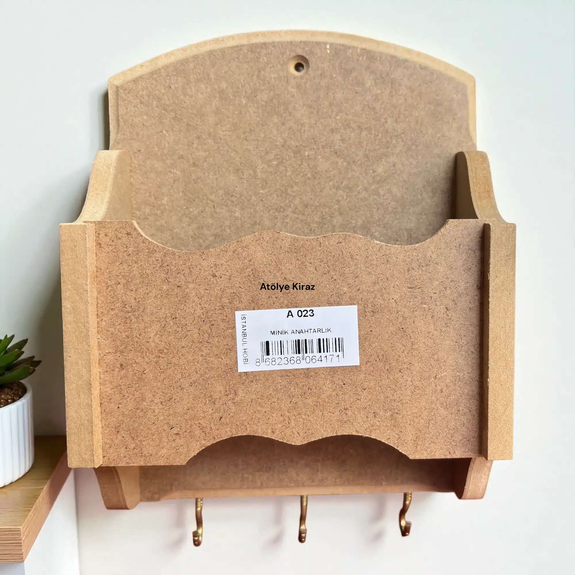 Ham Ahşap Anahtarlık ve Mektupluk | Boyanabilir Duvar Organizeri | 15x19 cm | A023 2 Ham Ahşap Anahtarlık ve Mektupluk | Boyanabilir Duvar Organizeri