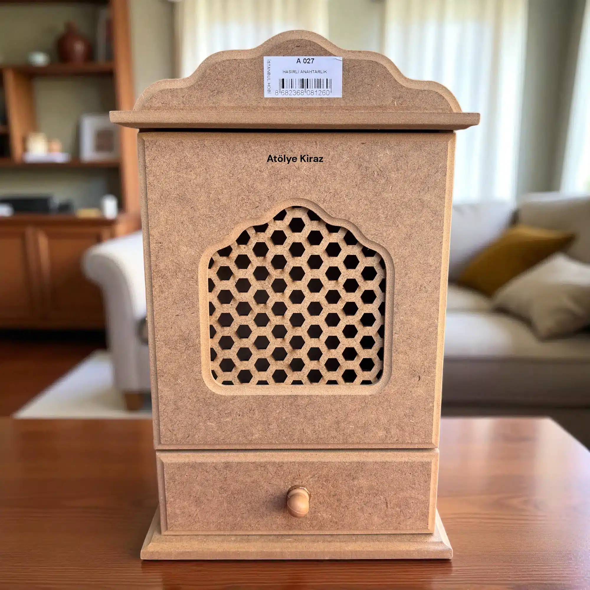 Ham Ahşap Anahtar Askısı (Anahtarlık) | Boyanabilir Duvar Dekoru | 27x22x8 cm | A027 1 Ham Ahşap Anahtar Askısı | Boyanabilir Duvar Dekoru