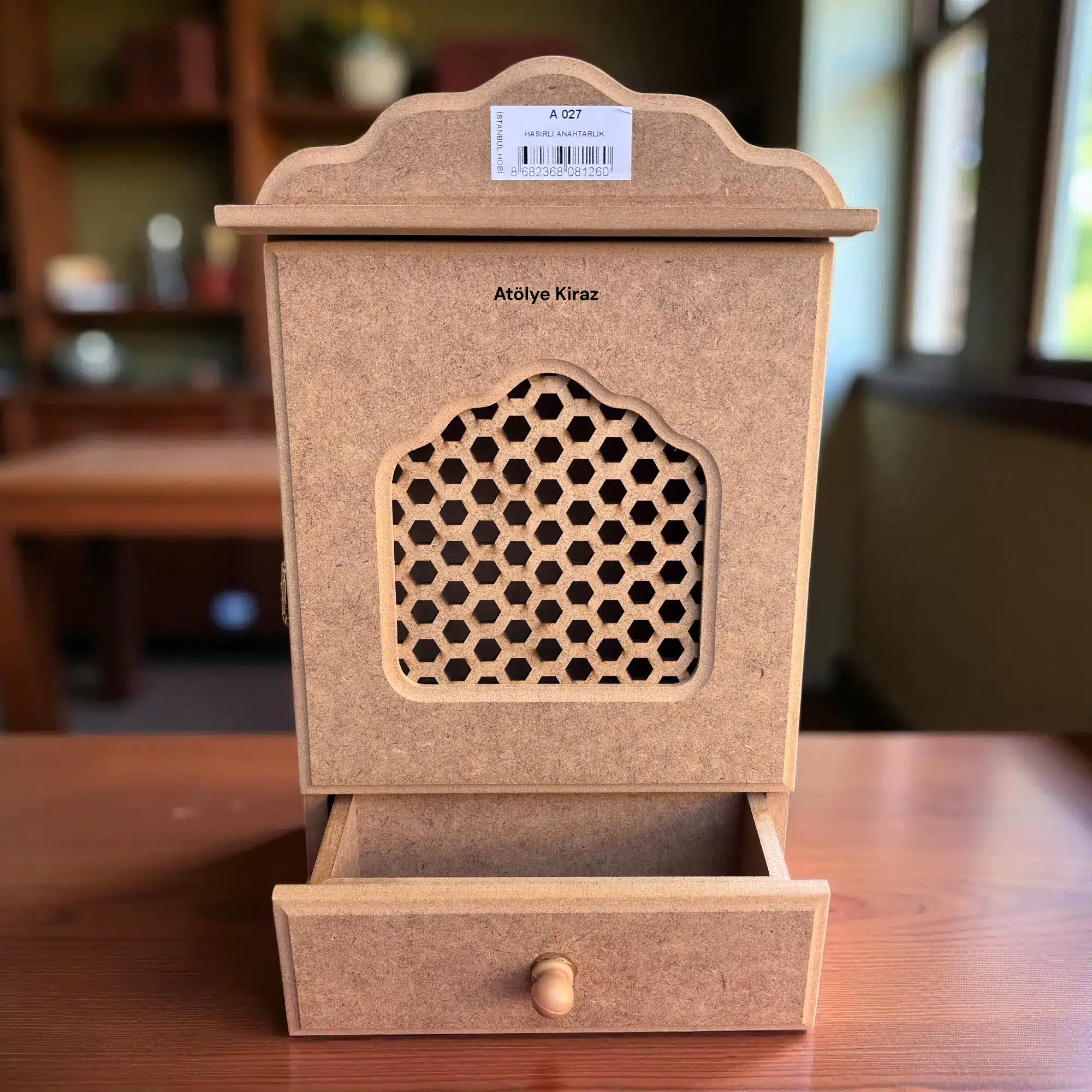 Ham Ahşap Anahtar Askısı (Anahtarlık) | Boyanabilir Duvar Dekoru | 27x22x8 cm | A027 2 Ham Ahşap Anahtar Askısı | Boyanabilir Duvar Dekoru