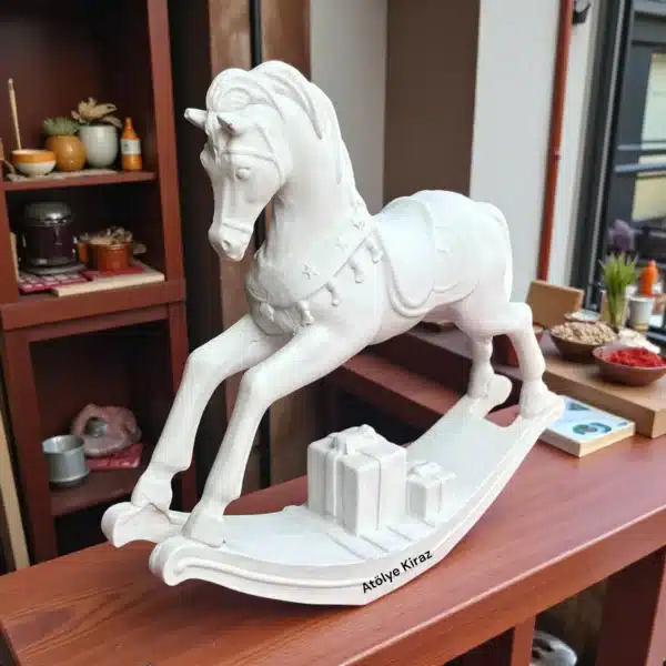 Hediye Paketi Taşıyan Sallanan At Heykeli: Yılbaşı Hediyesi