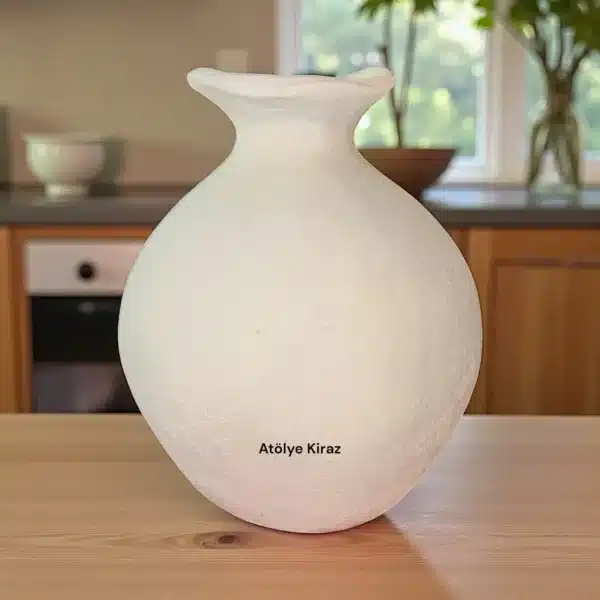 Dekoratif Oval Vazo : Modern Ve Dokulu Ham Polyester Saksı