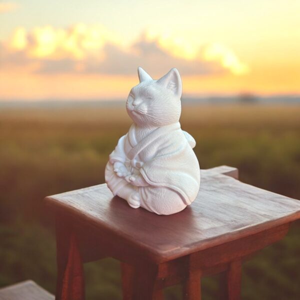 Meditasyon Yapan Buda Kedi Heykeli 8,5x11x12 cm - Görsel 6