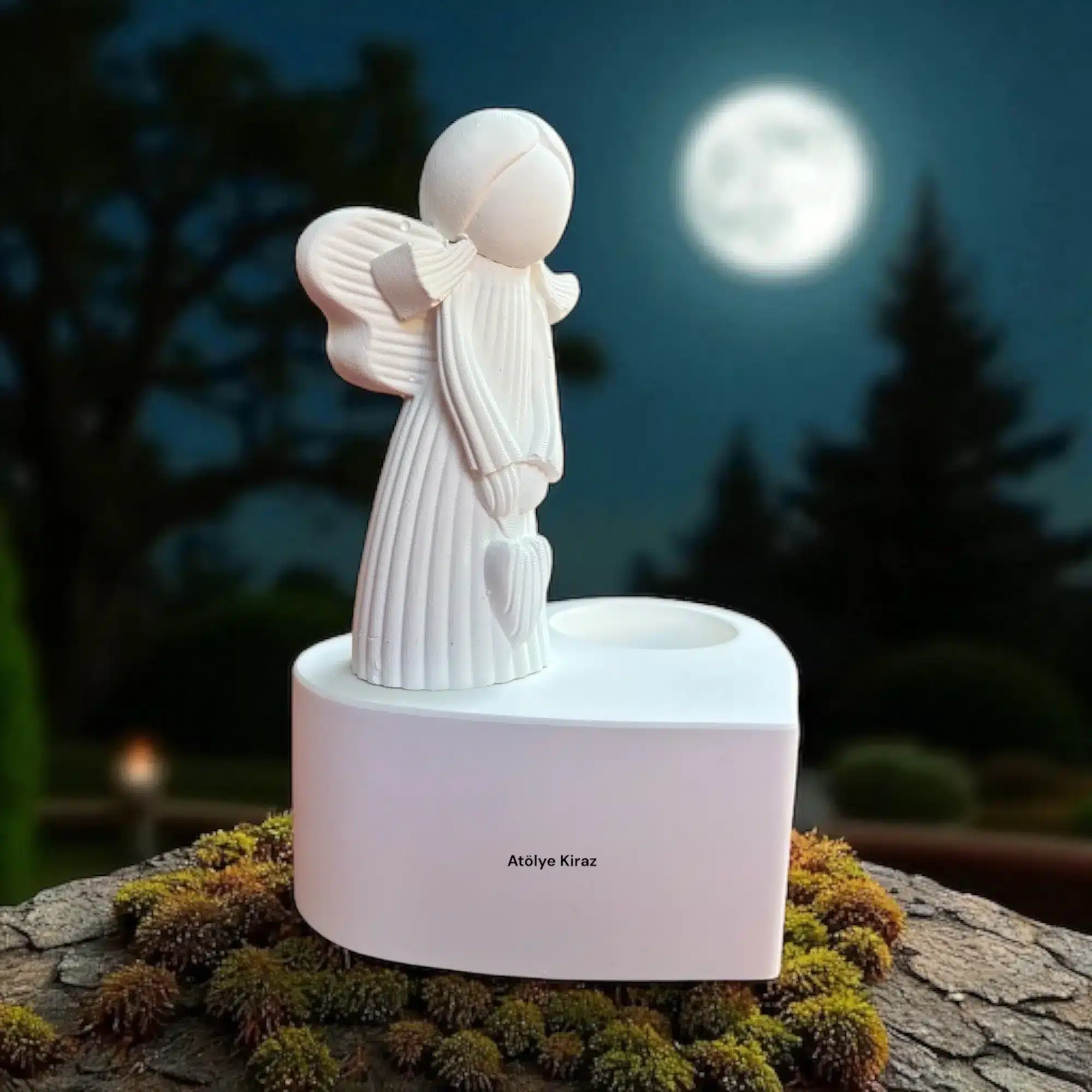Aytaşı Melek Mumluk: Huzur Veren Kalp Figürlü Dekoratif Mumluk- 9x10,5x15 cm 4 Aytaşı Melek Mumluk