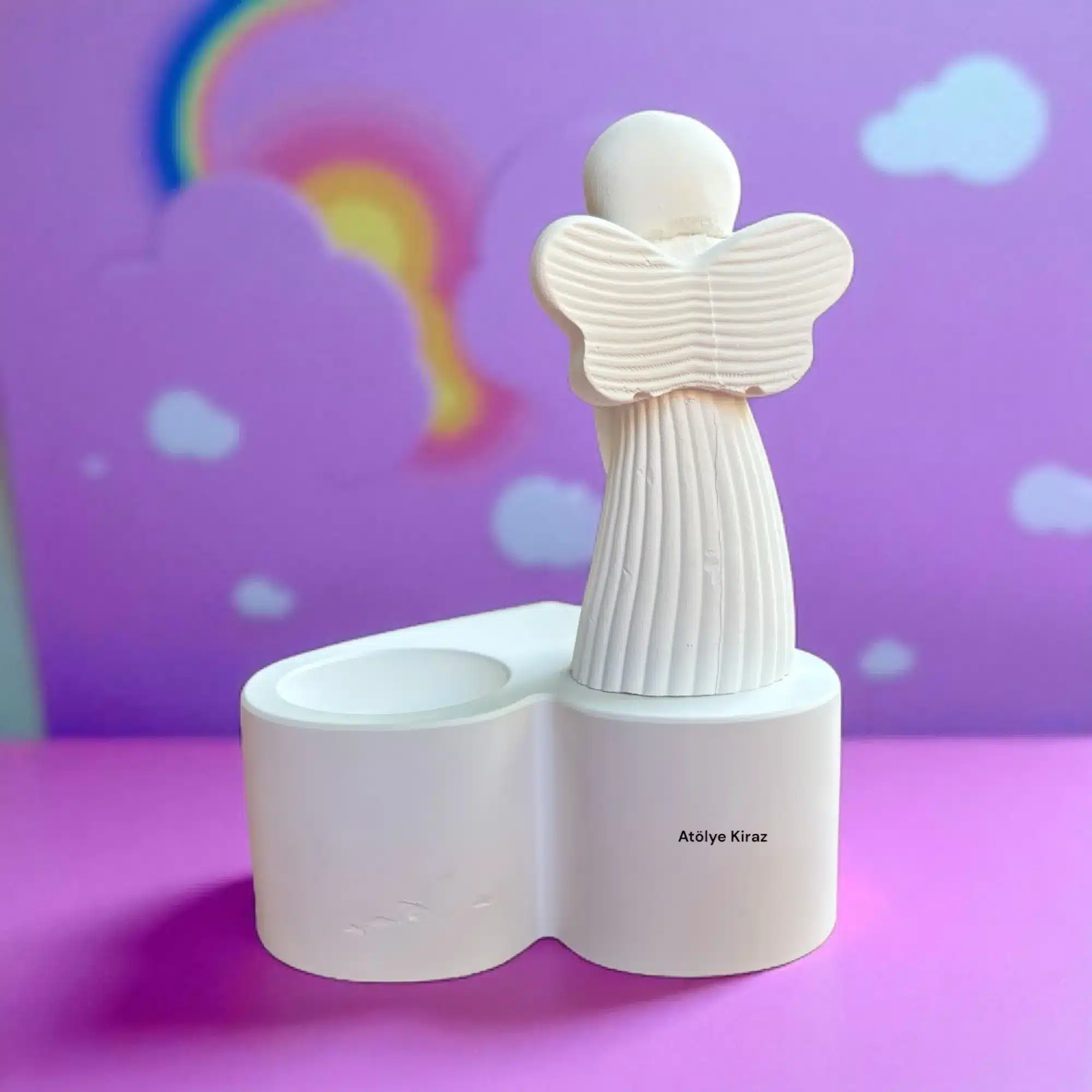 Aytaşı Melek Mumluk: Huzur Veren Kalp Figürlü Dekoratif Mumluk- 9x10,5x15 cm 11 Aytaşı Melek Mumluk