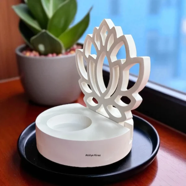 Taş Tozu Lotus Mumluk