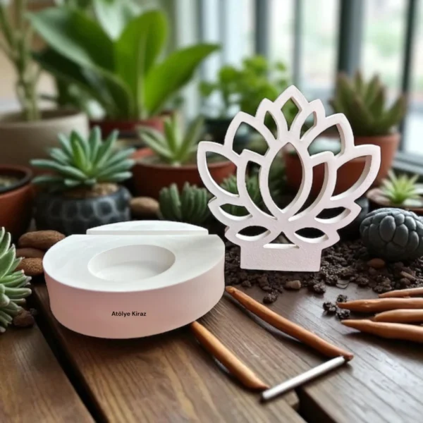 Taş Tozu Lotus Mumluk