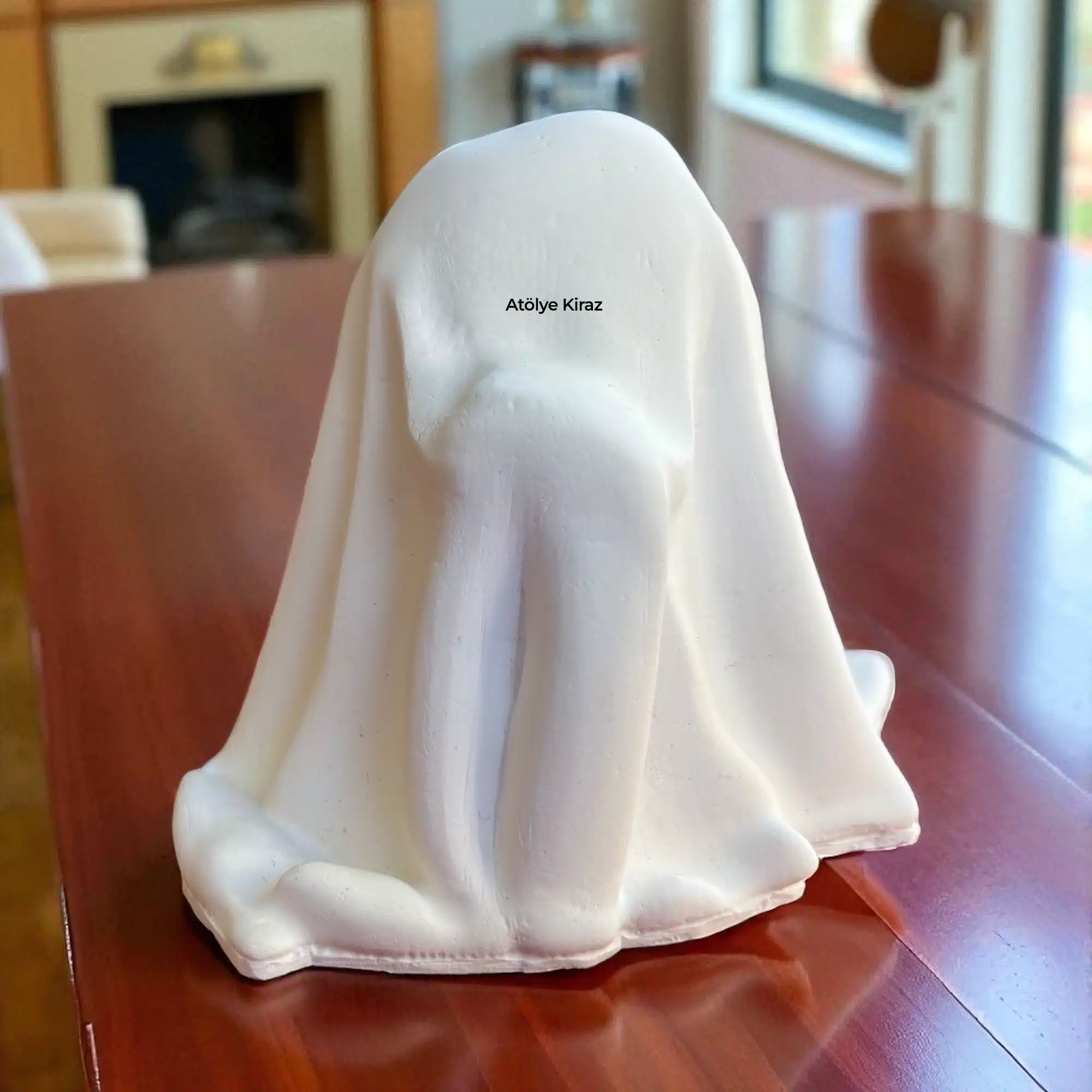 Ham Taş Tozu Hayalet Figürü : Boyanabilir Halloween Dekoru - (7x7x7 cm) 3 Ham Taş Tozu Hayalet Figürü : Boyanabilir Halloween Dekoru