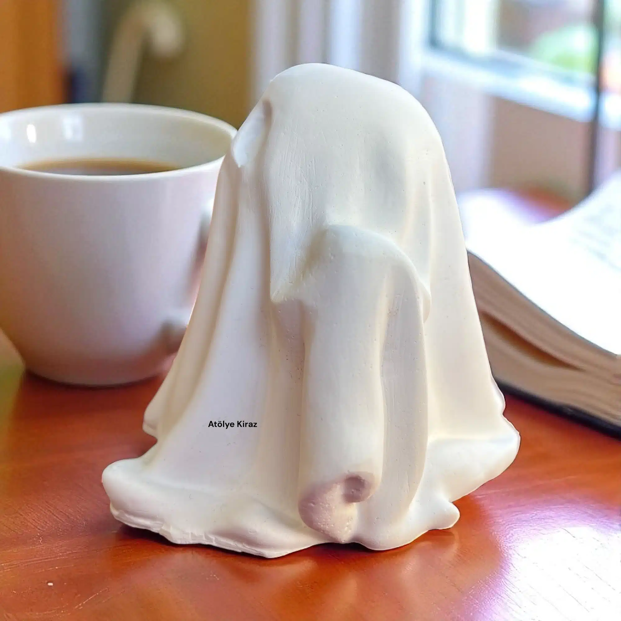 Ham Taş Tozu Hayalet Figürü : Boyanabilir Halloween Dekoru - (7x7x7 cm) 6 Ham Taş Tozu Hayalet Figürü : Boyanabilir Halloween Dekoru