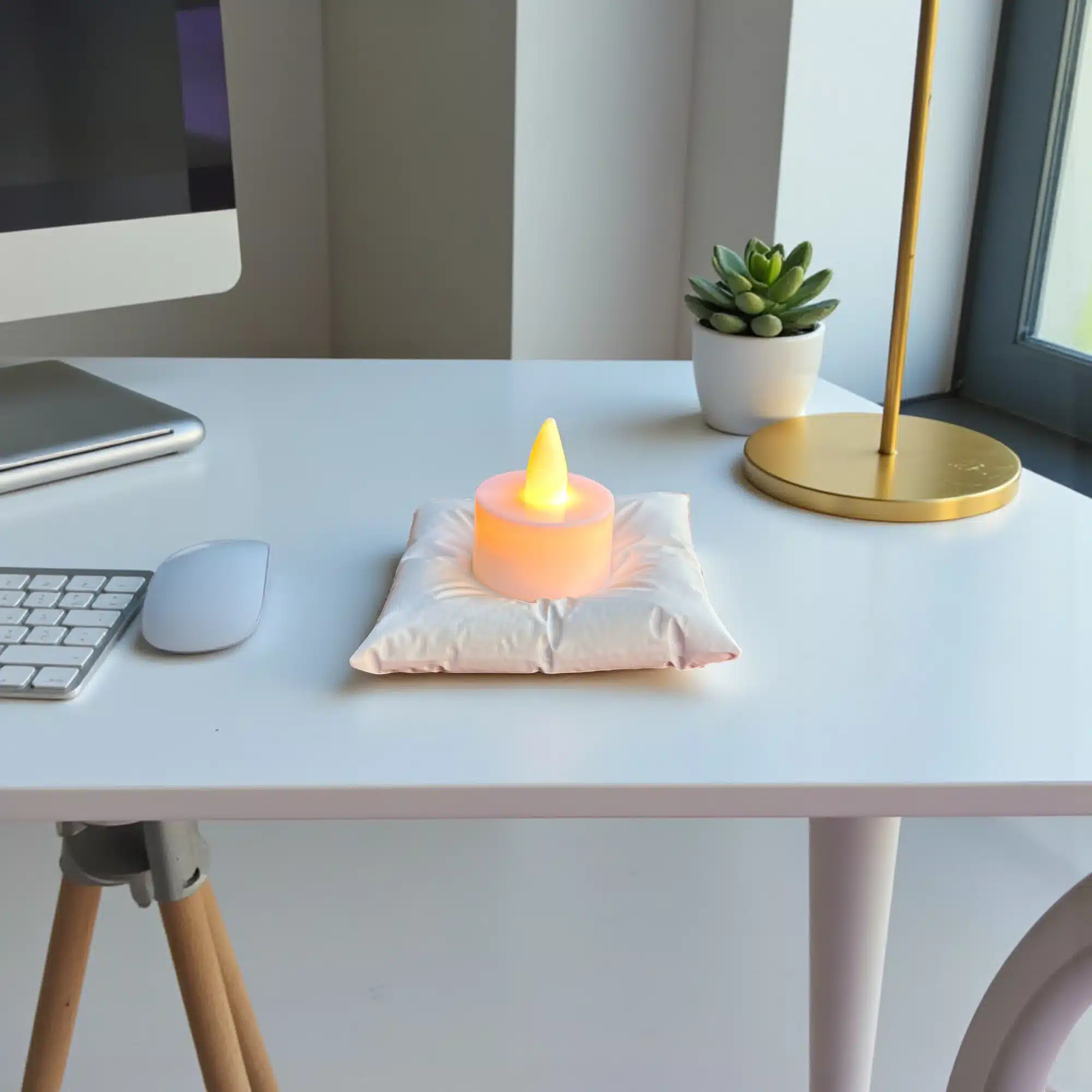 Yastık Figürlü Mumluk : Çift Yönlü Tealight & Normal Mum Desteği 8 Yastık Figürlü Mumluk : Beyaz (Ham)