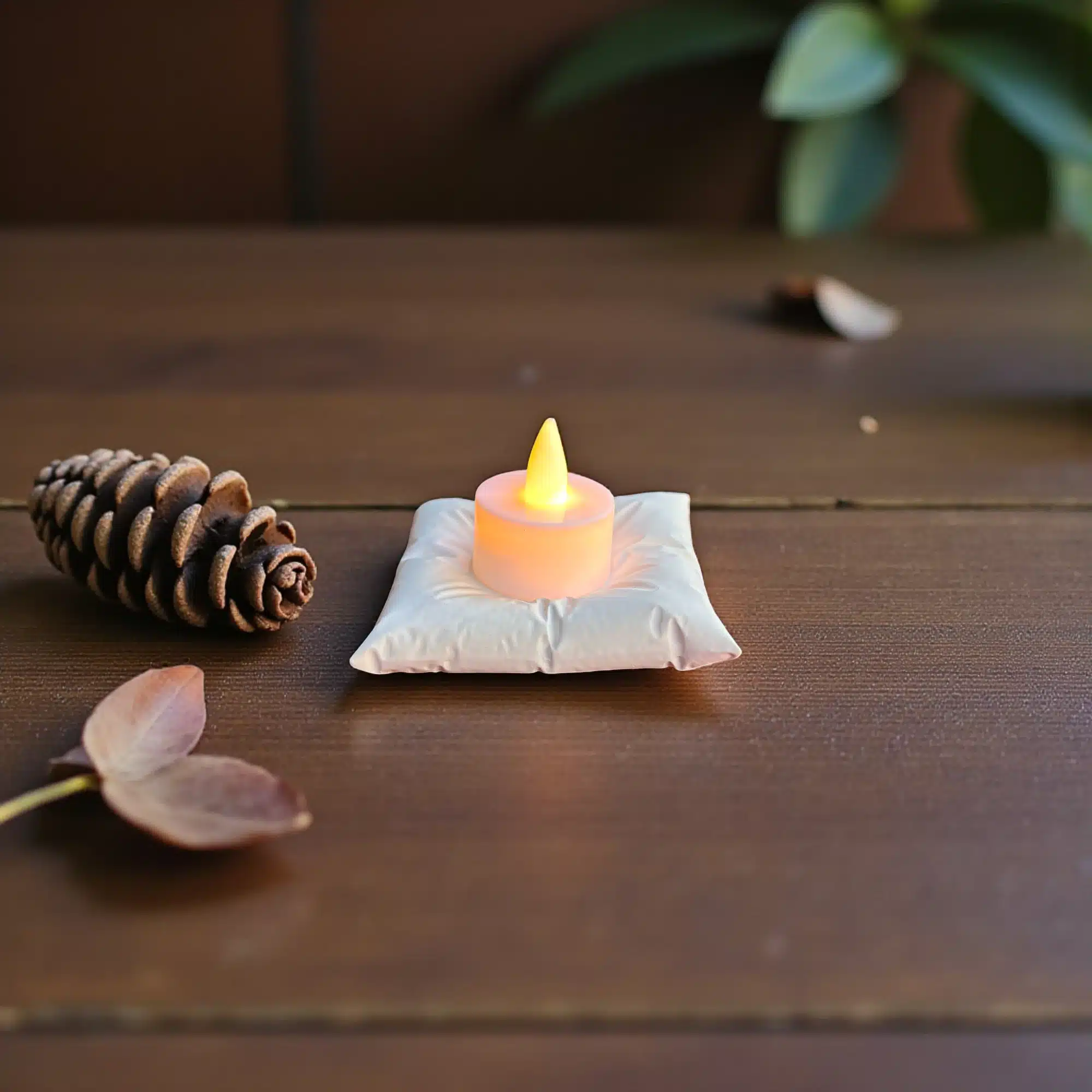 Yastık Figürlü Mumluk : Çift Yönlü Tealight & Normal Mum Desteği 7 Yastık Figürlü Mumluk : Beyaz (Ham)