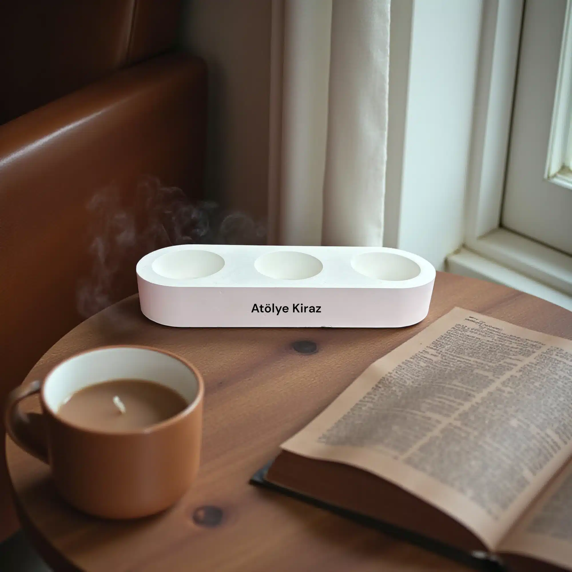 Üçlü Taş Tozu Mumluk : Boyanabilir Modern Tealight Dekoru 3 Üçlü Taş Tozu Mumluk : Boyanabilir Modern Tealight Dekoru