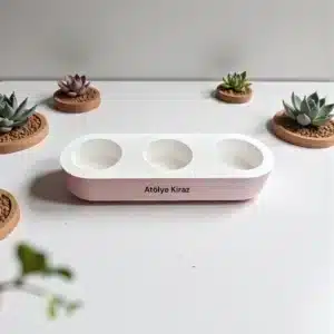 Üçlü Taş Tozu Mumluk : Boyanabilir Modern Tealight Dekoru