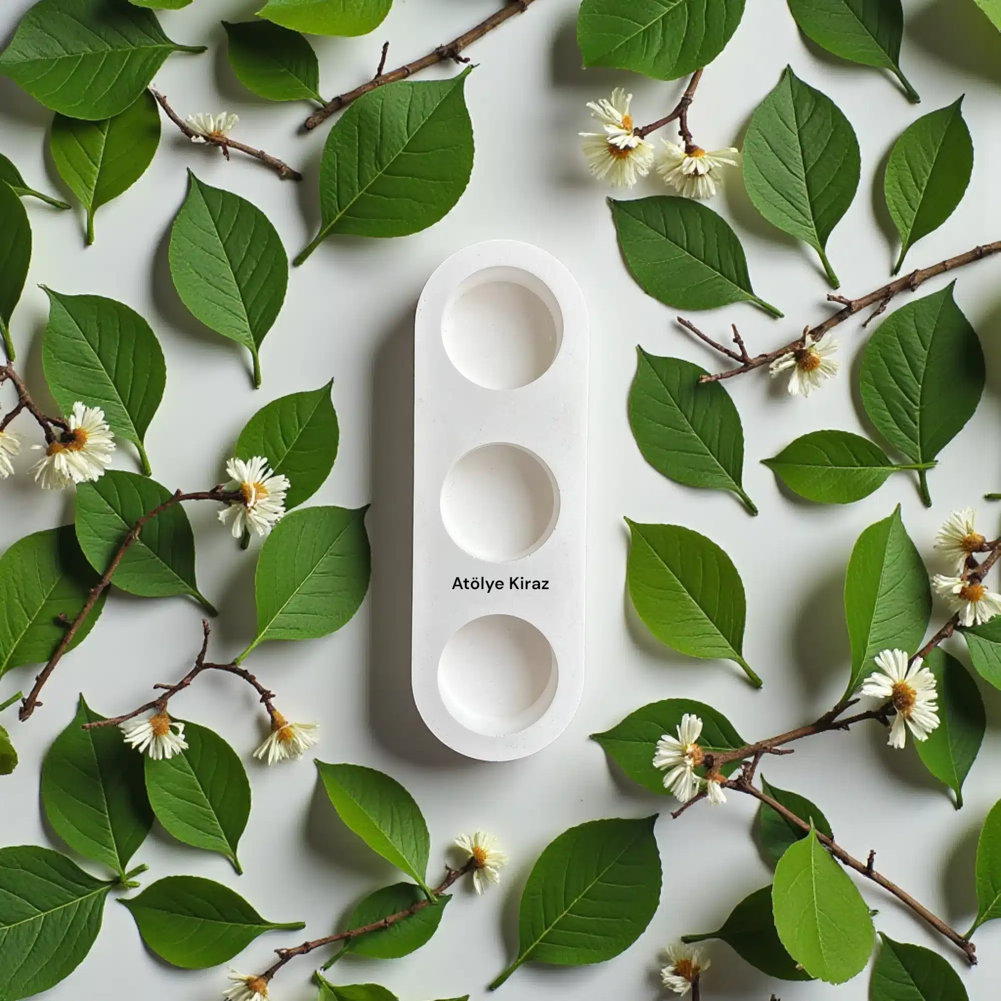 Üçlü Taş Tozu Mumluk : Boyanabilir Modern Tealight Dekoru 2 Üçlü Taş Tozu Mumluk : Boyanabilir Modern Tealight Dekoru