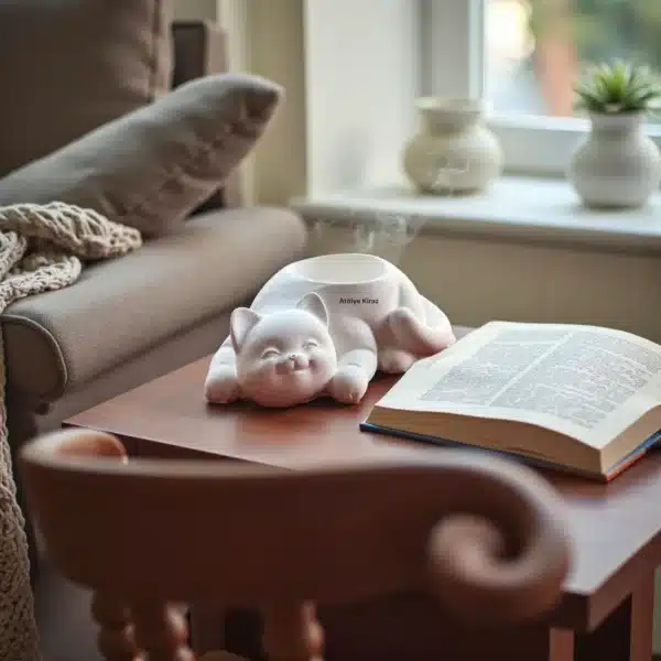 Sevimli Kedi Mumluk : Boyanabilir Tealight &Amp; Parafinli Mum Dekor