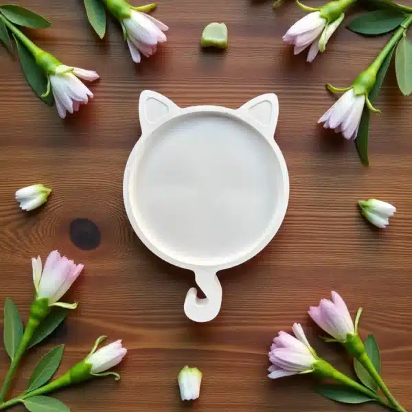 Ham Beyaz Kedi Figürlü Tabak