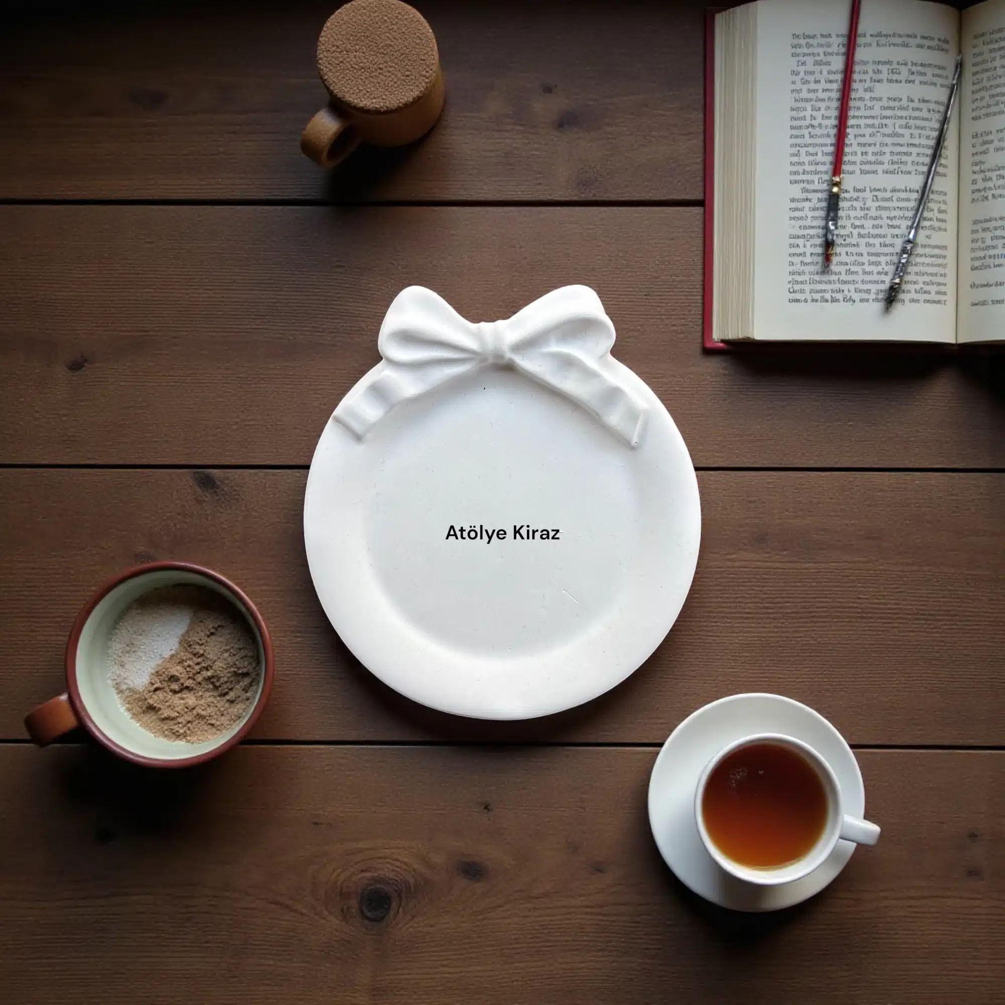 Yuvarlak Fiyonklu Dekoratif Tabak