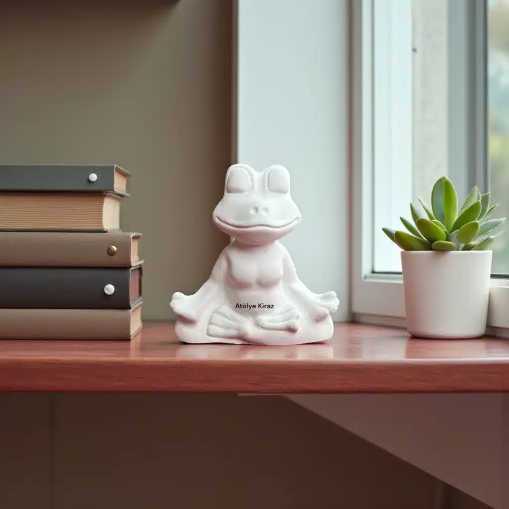 Meditasyon Kurbağası Heykeli : Boyanabilir Yoga Temalı Dekor