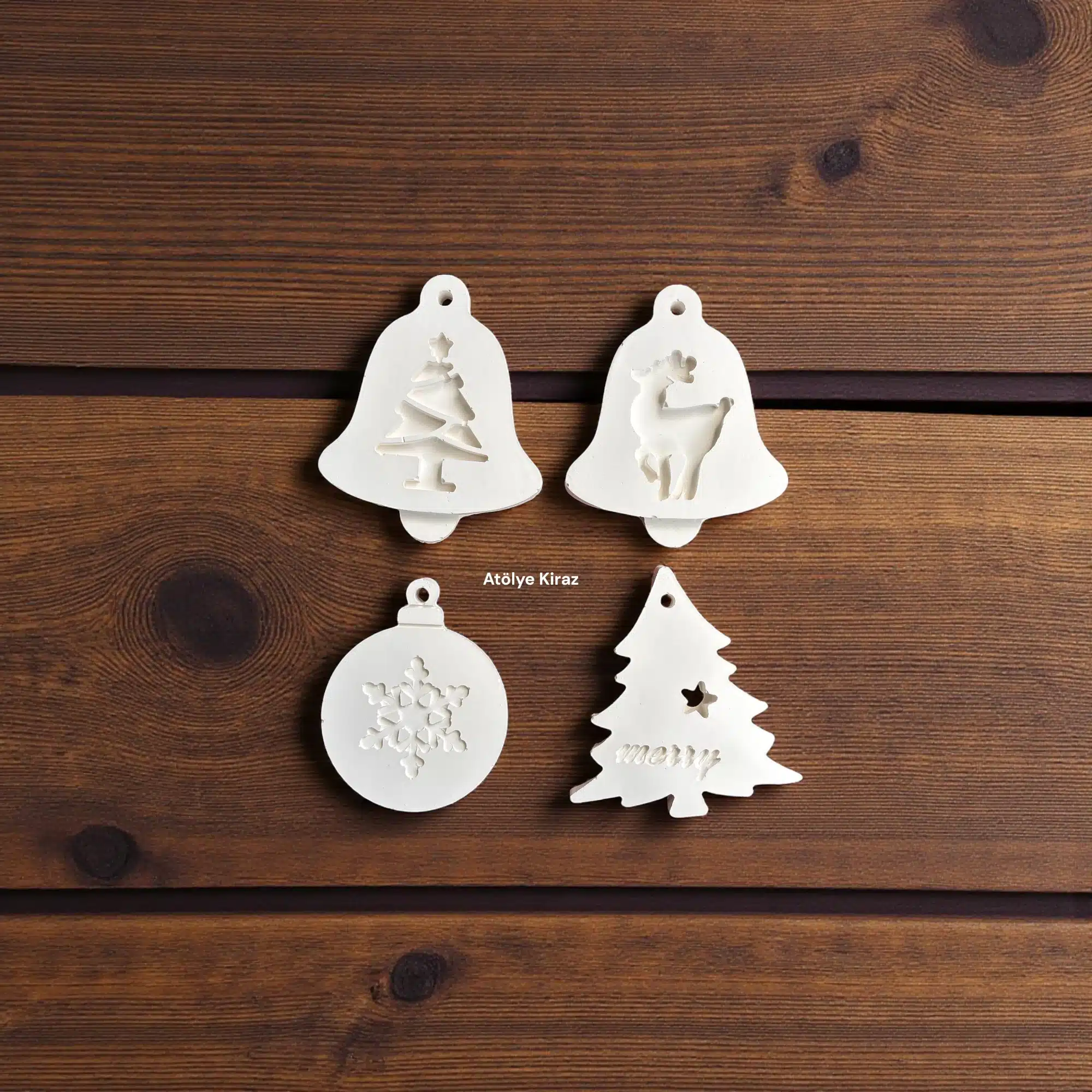 Boyanabilir Yılbaşı Süsü Seti : Taş Tozu Ağaç ve Kapı Süsleri
