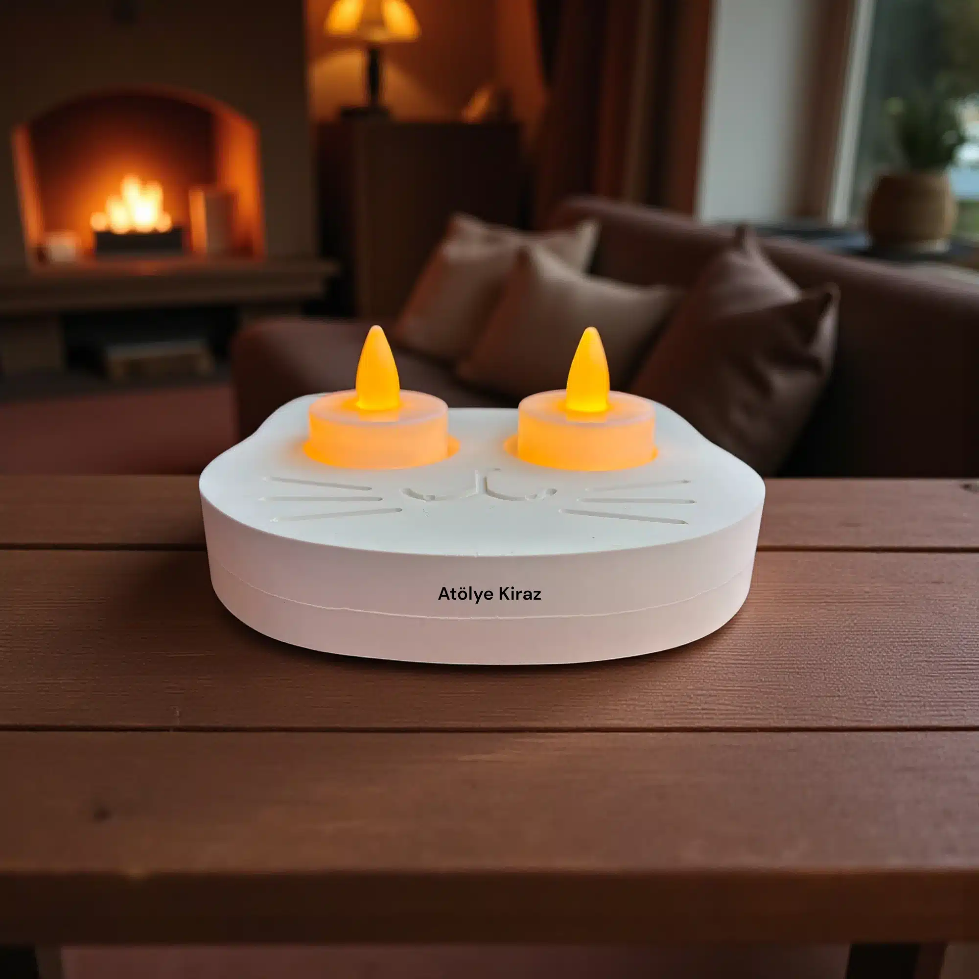 Kedi Figürlü Mumluk : Boyanabilir İkili Tealight Dekor 3 Kedi Figürlü Mumluk