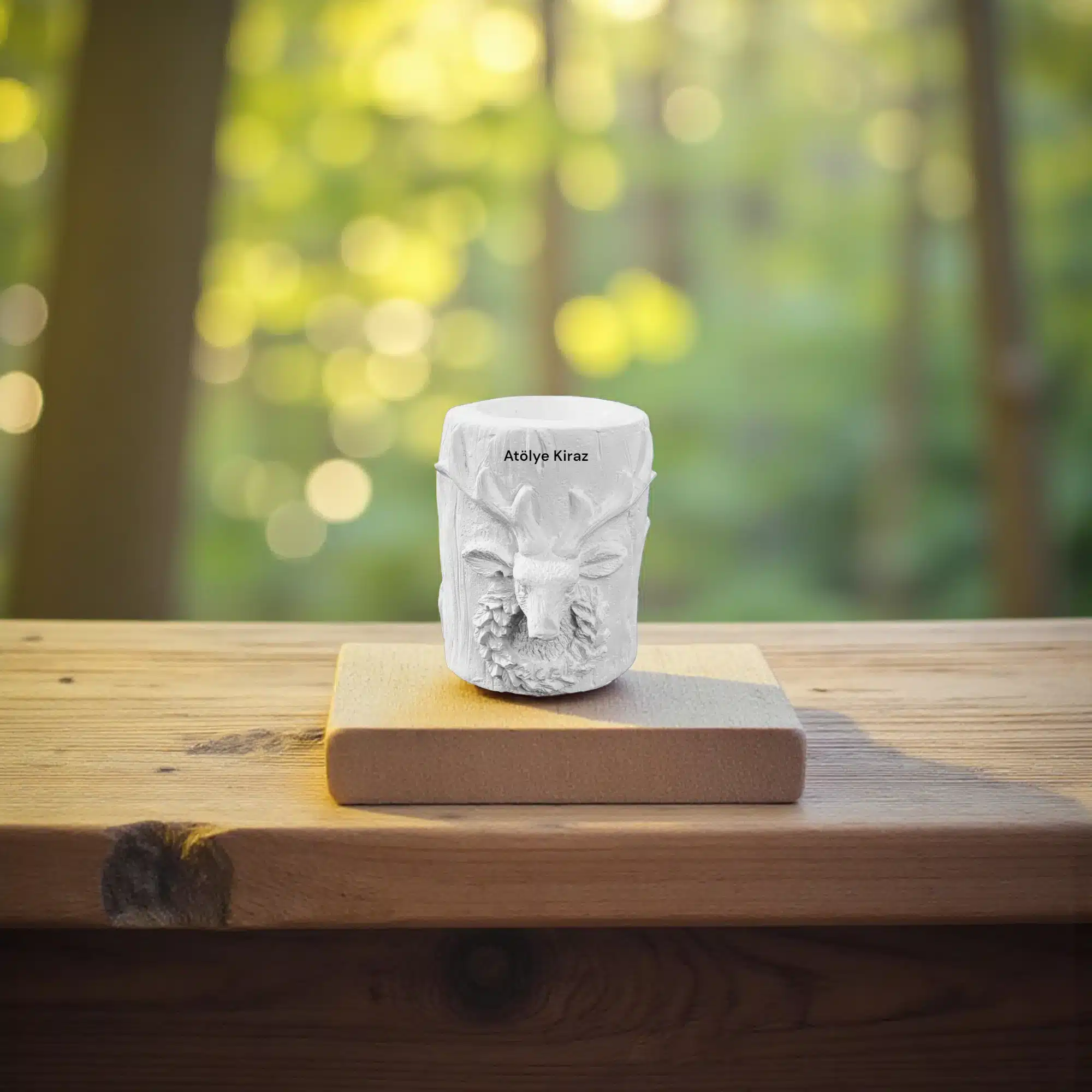 Kütük Geyik Mumluk : Boyanabilir Rustik Taş Tozu Dekor 1 Kütük Geyik Mumluk : Boyanabilir Rustik Taş Tozu Dekor