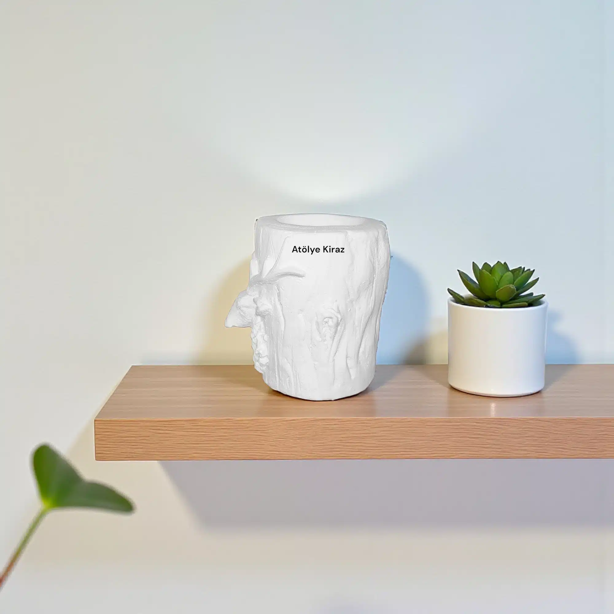 Kütük Geyik Mumluk : Boyanabilir Rustik Taş Tozu Dekor 3 Kütük Geyik Mumluk : Boyanabilir Rustik Taş Tozu Dekor