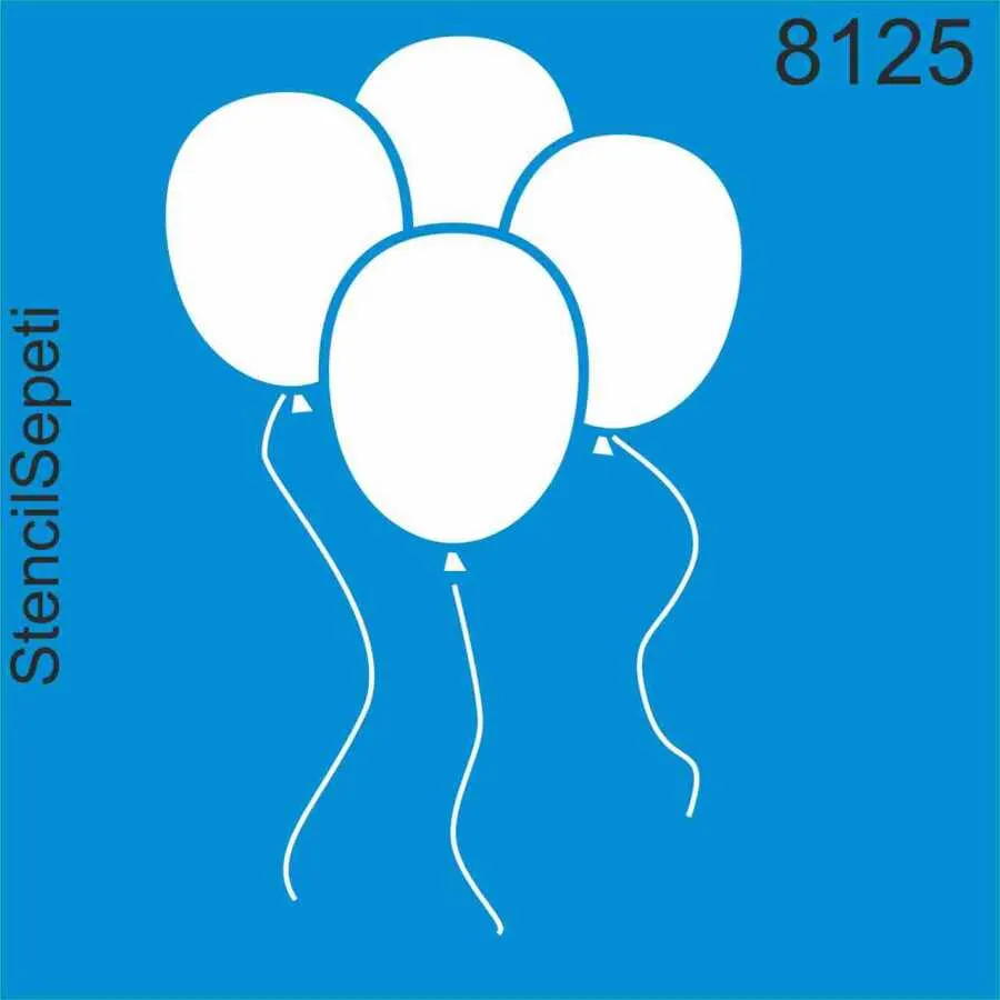 Balonlar Desenli - 8125 | Stencil Boyama Şablonu - 20x20 cm | T1853 1 Balonlar Desenli - 8125| Stencil Boyama Şablonu - 20x20 cm | T1853