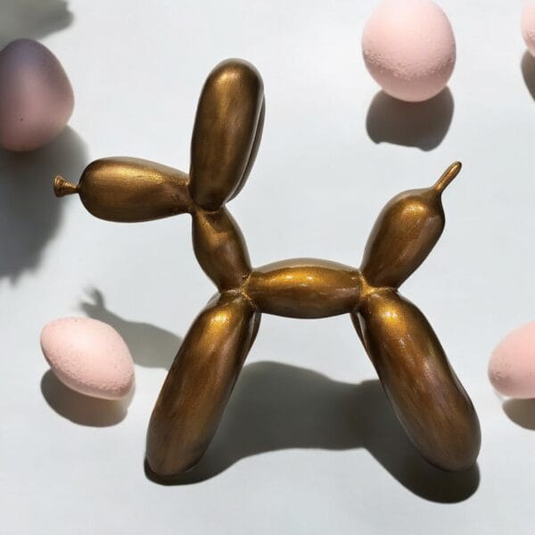 Dekoratif Bronz Renk Balon Köpek Heykel – 30x11x28 cm | Modern Sanat Tarzı Ev ve Ofis Aksesuarı - Görsel 2