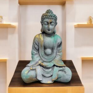 Dekoratif Boyanmış Polyester Oturan Buda Figürü - 8x14x22 cm