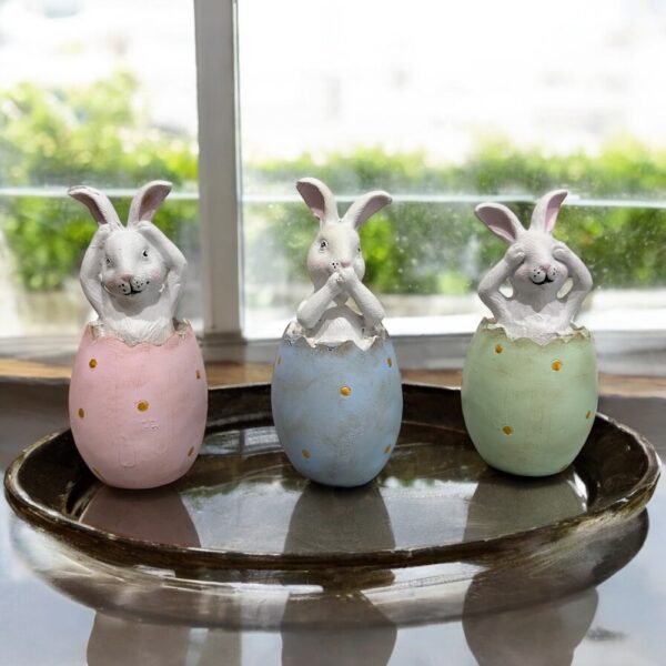 🐰 Duymadım, Görmedim, Bilmiyorum Tavşan Figürleri – 6x6x12 cm - Görsel 2