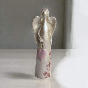 Dekoratif Elinde Kalp Tutan Melek Biblo – Aytaşı Malzeme, El Boyaması 3x5x14 cm
