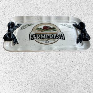 FarmFresh Temalı Dekoratif Aytaşı Tepsi – Vintage Tarz Sunum Tepsisi 12x19 cm