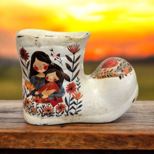 Dekoratif Boyanmış Sevimli Pabuç Saksı / Biblo - 20x12,5x9 cm
