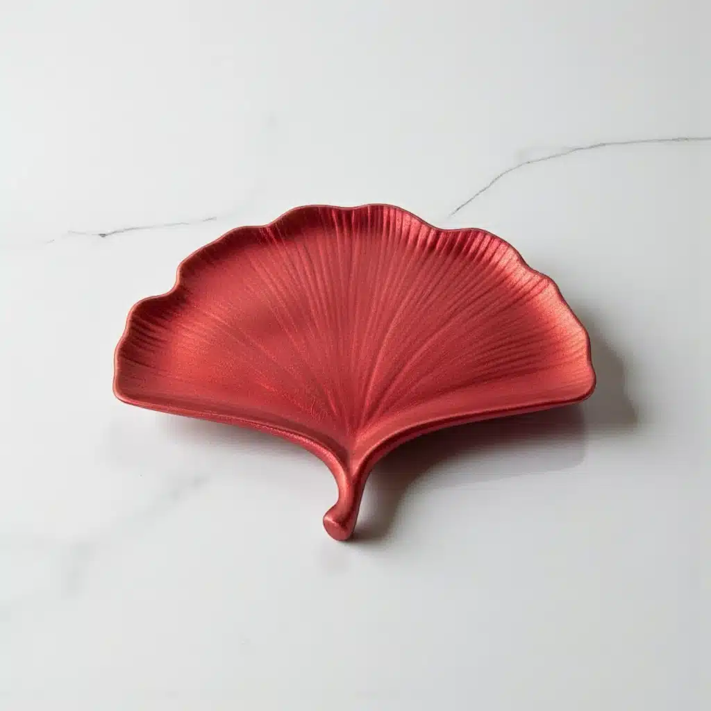 Ginkgo Yaprağı Figürlü Çok Amaçlı Tepsi : Dekoratif Sunum & Takı Tabağı 4 Ginkgo Yaprağı Figürlü Çok Amaçlı Tepsi : Kırmızı
