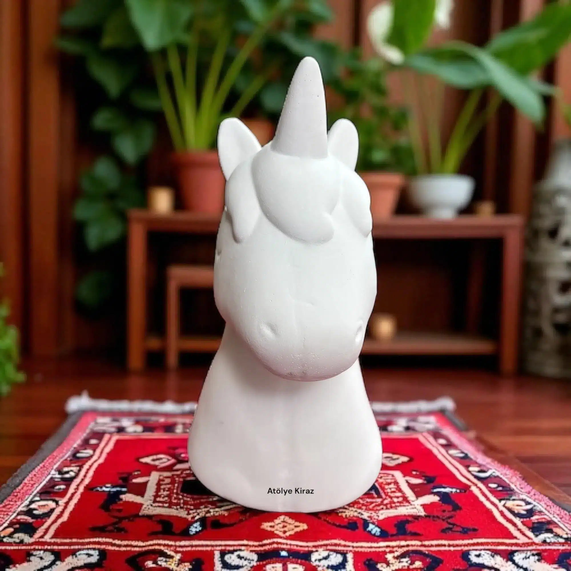Dekoratif Taş Tozu Unicorn Figürü | Dekoratif Obje | DK138- 20x15x10 cm 8 Dekoratif Taş Tozu Unicorn Figürü