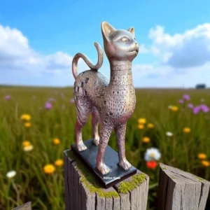 Hiyeroglif Desenli Kedi Heykeli