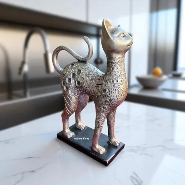 Hiyeroglif Desenli Kedi Heykeli