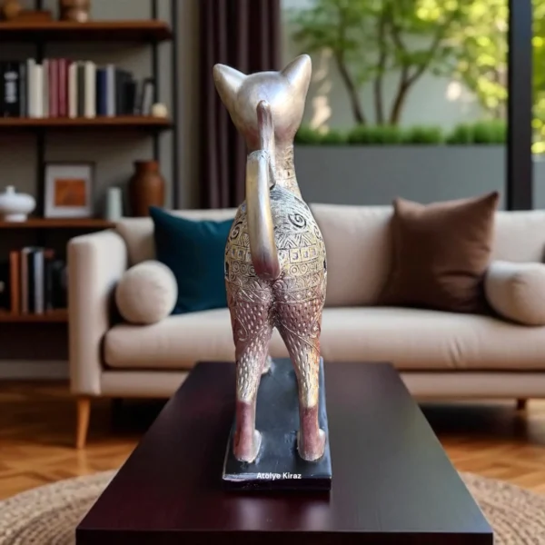 Hiyeroglif Desenli Kedi Heykeli