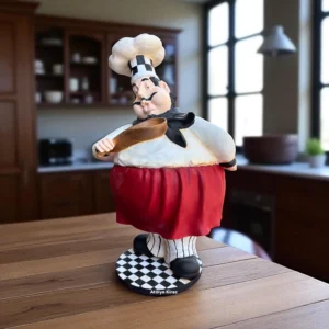 Büyük Boy Dekoratif Boyanmış Polyester Elinde Kaşık Tutan Aşçı Figürü - 23x28x40 cm 11 Elinde Kaşık Tutan Aşçı Figürü