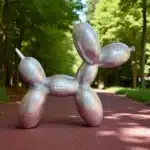 Dekoratif Gri Renk Balon Köpek Heykeli | Modern Tasarım Polyester Figür