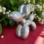 Dekoratif Gri Renk Balon Köpek Heykeli | Modern Tasarım Polyester Figür