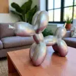 Dekoratif Gri Renk Balon Köpek Heykeli | Modern Tasarım Polyester Figür