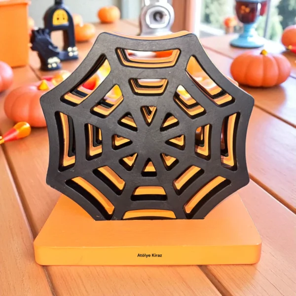 Halloween Örümcek Ağı Bardak Altlığı | Taş Tozu Dekoratif Altlık Seti