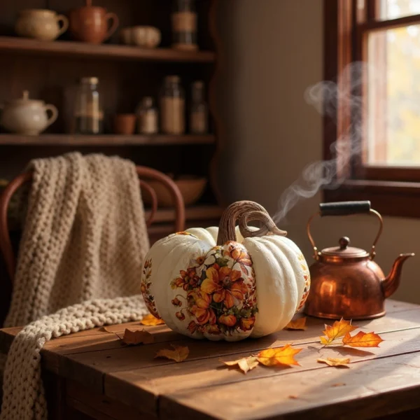 Dekoreli Sonbahar Kabak : El Boyaması Halloween Dekorasyonu