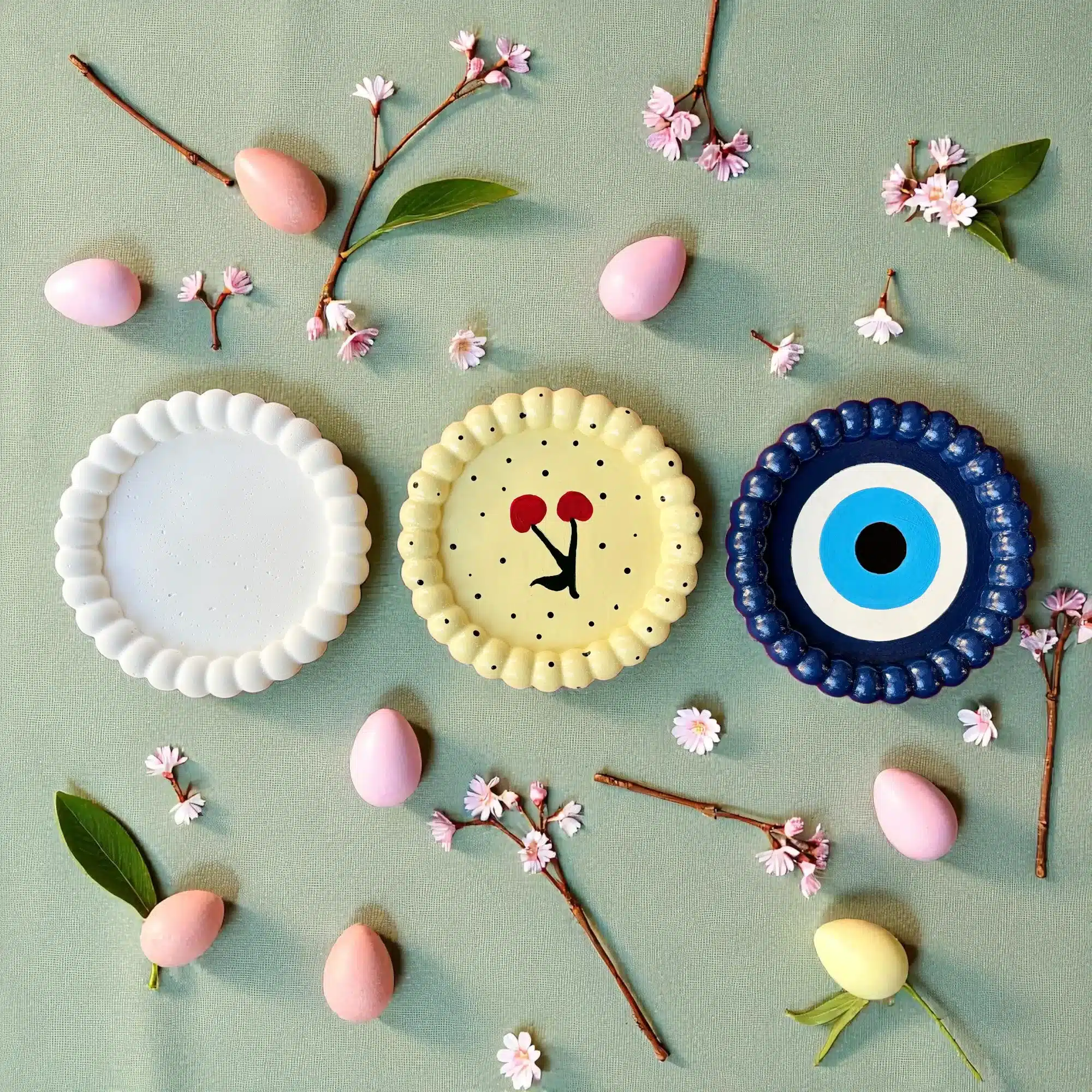 Taş Tozu Çok Amaçlı Tepsi : Takı, Makyaj ve Kahve Servis Tabağı - (13x13x1,5 cm)