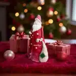 Dekoreli Polyester Uzun Noel Baba Heykeli : Geleneksel Yılbaşı Biblosu