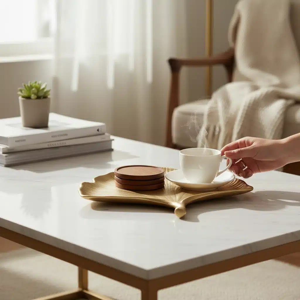 Ginkgo Yaprağı Figürlü Çok Amaçlı Tepsi : Dekoratif Sunum & Takı Tabağı 2 Ginkgo Yaprağı Figürlü Çok Amaçlı Tepsi