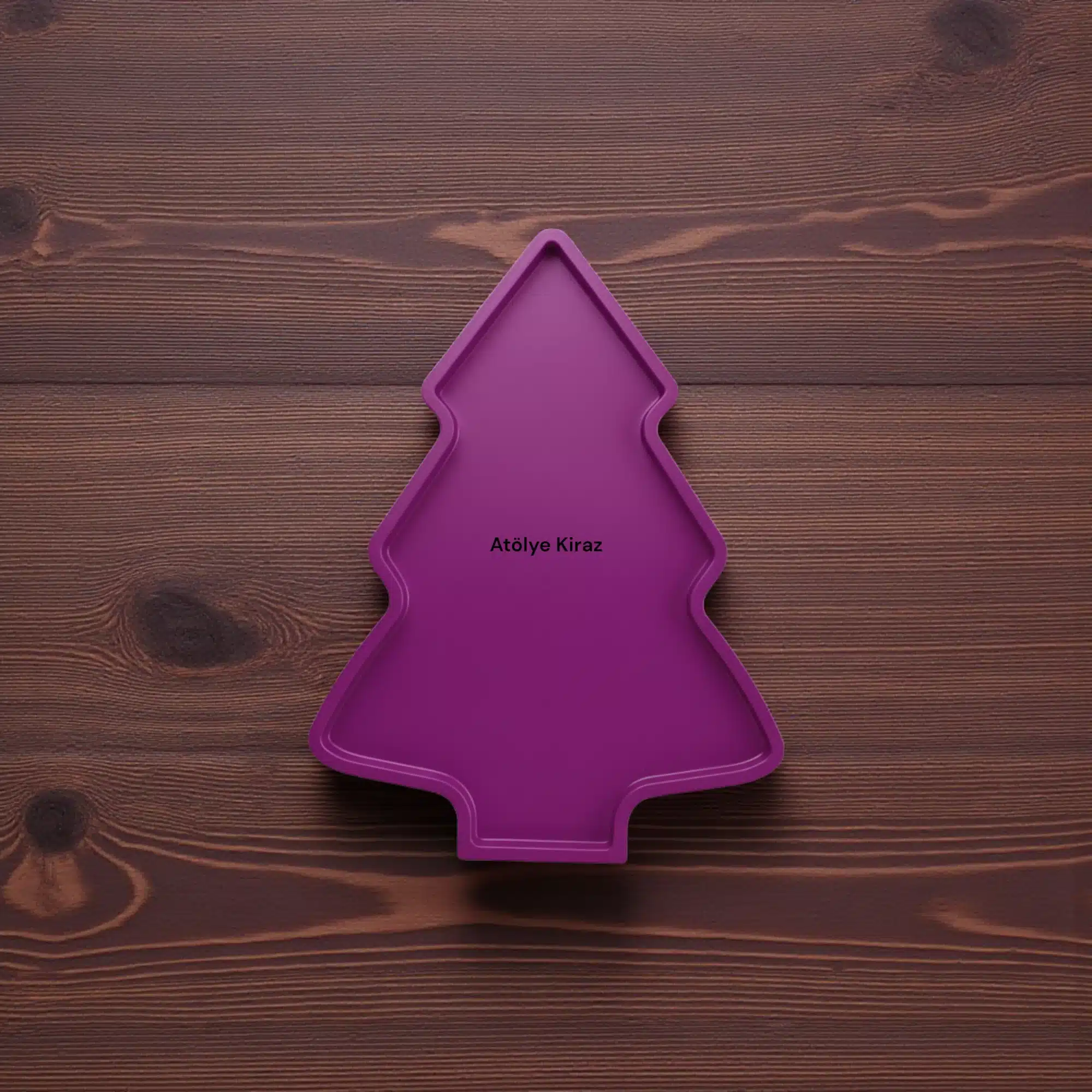 Çam Figürlü Tabak : Çok Amaçlı Yılbaşı Sunum Tepsisi 3 Mor Çam Figürlü Tabak