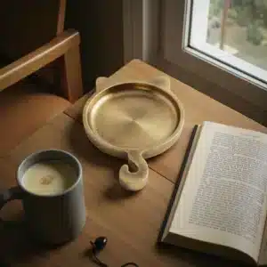 Altın Kedi Figürlü Tabak