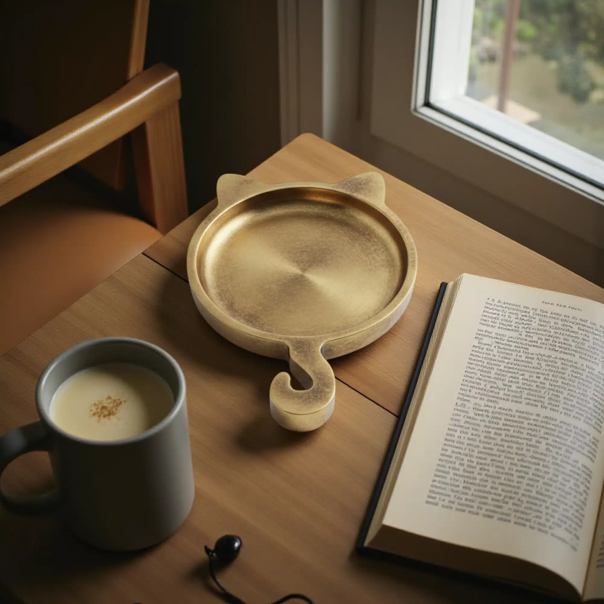 Altın Kedi Figürlü Tabak